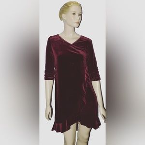 HYPE NEW NWT BIG GIRLS SZ 14 BURGUNDY V NECK VELVET RUCHED RUFFLES FANCY DRESS